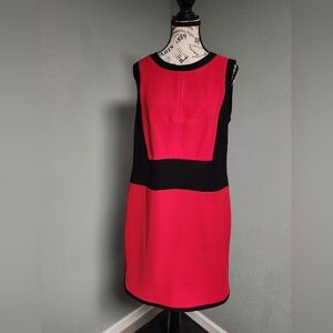 Vince Camuto Red and Black Elegant Dress With Pockets